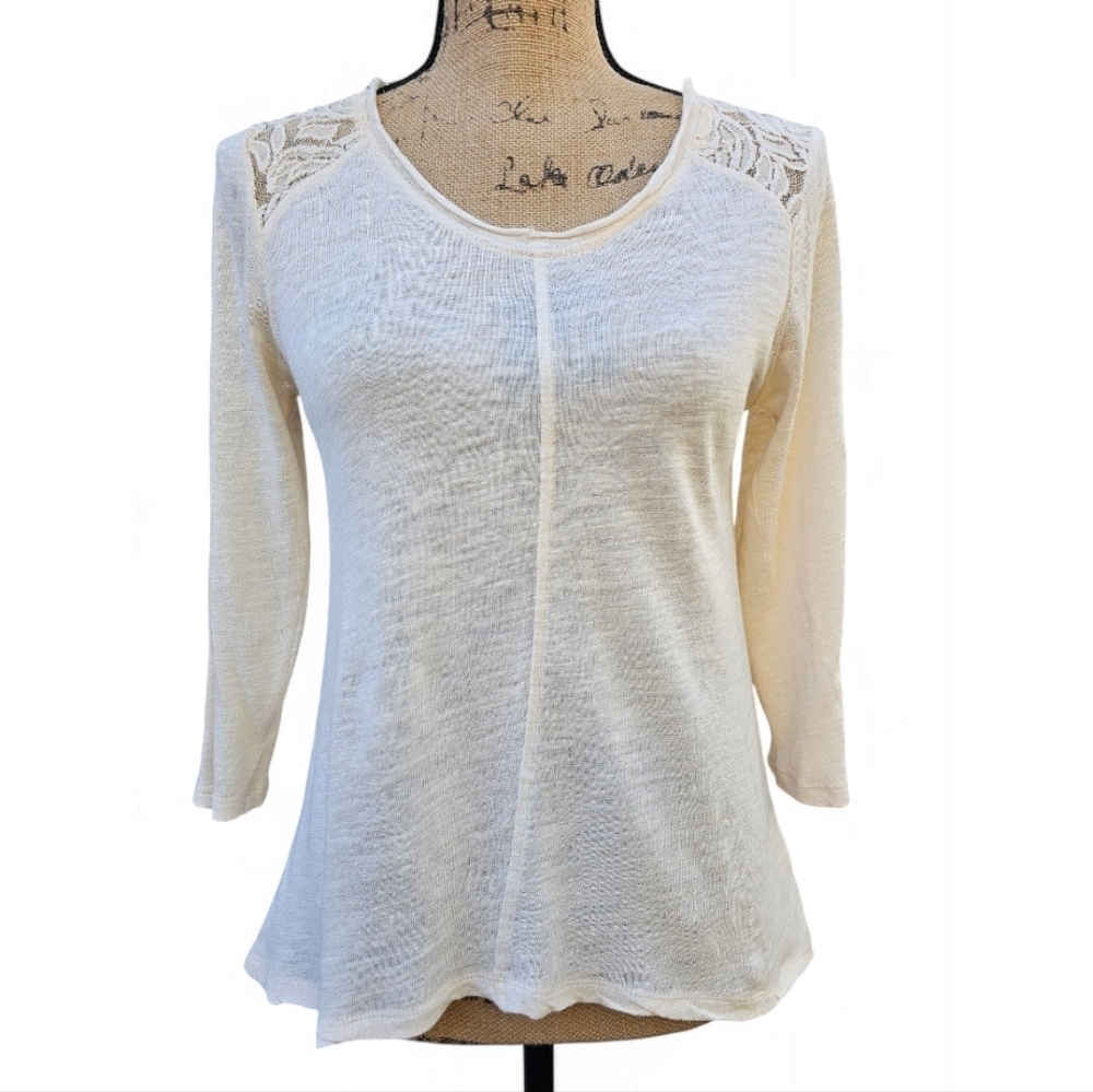 Cynthia Rowley Elegant Cream Lace Women's Top, Size M.